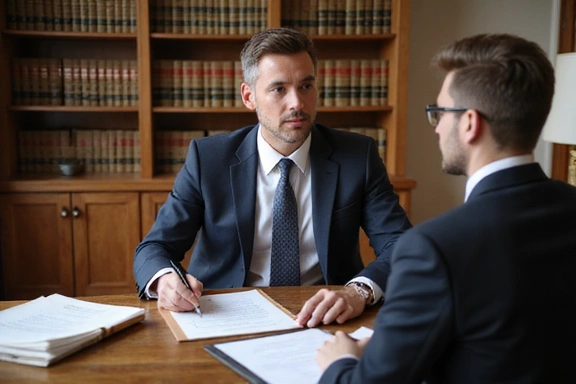 Attorney discussing legal matters with client