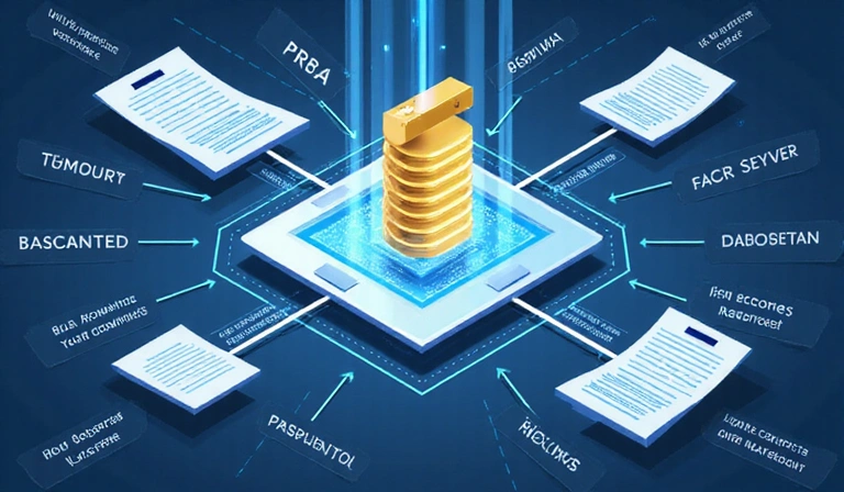 Data collection illustration showing secure forms and database